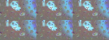 Renkli Bahar Teması eskiz kalıbı. Raster Şirin kumaş deseni. Eskiz klasiği. Düz Çiçek Elementleri Tasarımı.