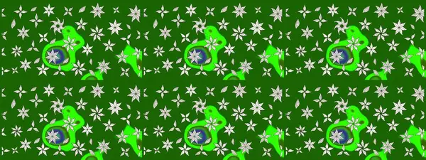 Suluboya çizim kalıbı. Çiçek izi. Suluboya tarzında yeşil renkte çiçekler.