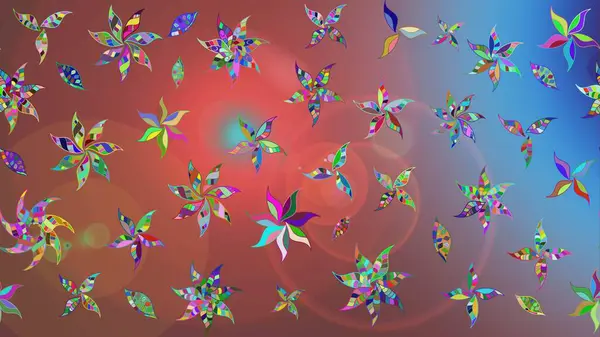 Raster illüstrasyonundaki çiçek desenli çizim. Suluboya tarzında kahverengi renkte çiçekler.