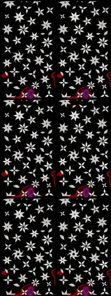 Çiçekli karalama şeklinde Raster çiçek deseni. Siyah renkli çiçekler. Nazik, narin çiçek arkaplanı.