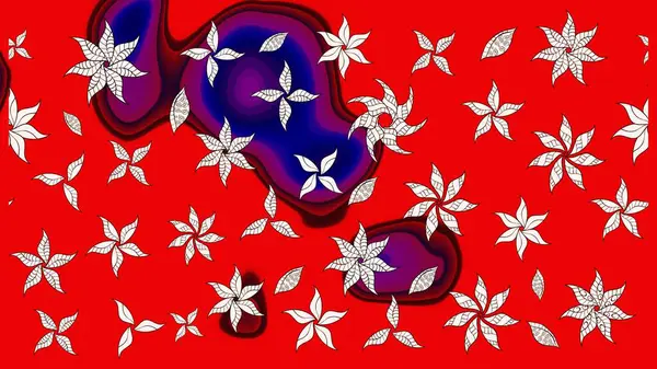 Kırmızı renkte etnik çiçeklerle süslenmiş zarif bir eskiz şekli. Raster Çiçek İllüstrasyonu güzel tekstil..