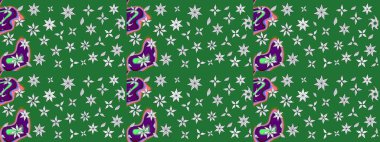 Soyut etnik raster çizim kalıbı. Arkaplan dokusu, duvar kağıdı, yeşil renkli çiçek teması. Kabile sanatı boho baskısı, klasik çiçek arkaplanı.