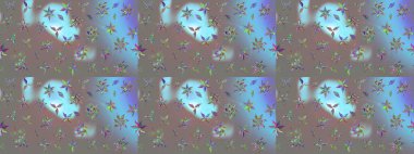 Renkli Bahar Teması eskiz kalıbı. Raster Şirin kumaş deseni. Eskiz klasiği. Düz Çiçek Elementleri Tasarımı.