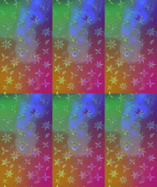 Çiçekli karalama şeklinde Raster çiçek deseni. Kahverengi renkli çiçekler. Nazik, sevimli çiçek arkaplanı..