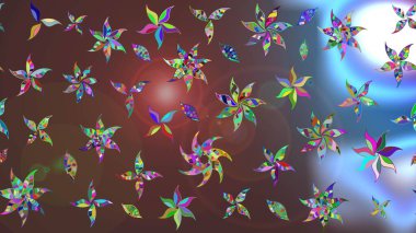 Çiçekli, yapraklı, çiçek desenli eskiz. Raster illüstrasyonu. El çizimi.