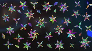 Renkli Bahar Teması eskiz kalıbı. Çiçek deseni. Düz Çiçek Elementleri Tasarımı. Raster çizimi. Güzel kumaş deseni..