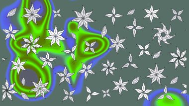 Raster illüstrasyonundaki çiçek desenli çizim. Düz Çiçek Elementleri Tasarımı. Süslü kumaş deseni. Renkli Bahar Teması çizim şablonu.