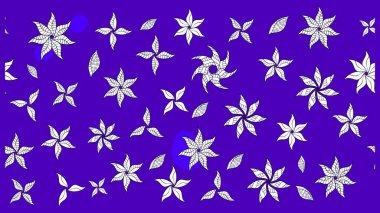 Raster illüstrasyonu. Çiçek desenli çizim. Raster illüstrasyonu. Mor renkli çiçekler. Asya tekstil tarzında.