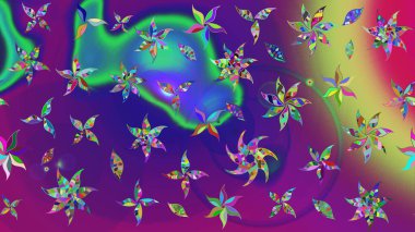 Küçük çiçekteki sevimli çiçek deseni. Raster illüstrasyonu. Güzel karalamalı çiçek desenli çizim. Güzel kumaş deseni.