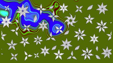 Parlak çiçekli yeşil renkler üzerine soyut çizim deseni. Küçük çiçekte hoş bir çiçek deseni var. Çiçek elementli zarif raster dokusu..