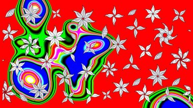 Suluboya, elle çizilmiş. Kırmızıda çiçekler. Eskiz arkaplan modeli. Raster stoku.