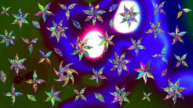 Renkli çizim kalıbı. Çiçek arkaplan. Raster illüstrasyonu. Çiçek duvar kâğıdı. Mavi renkte şirin tekstil.