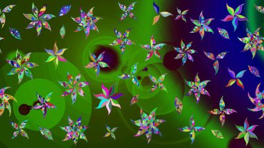 Yeşil çiçekli eskiz deseni, suluboya çiçek deseni, sevimli çiçek, duvar kağıdı, kart veya kumaş için fayanslı. Raster - stok.