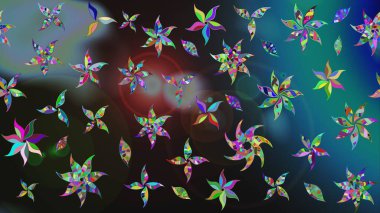 Nazik romantik baskı. Raster güzel bir çiçek deseni çizmiş. Gri renkli çiçekler. Bahar mevsimi. Tatil havası..