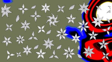 Raster. Raster illüstrasyonu. Eski usul. Kumaş, tekstil, duvar kağıdı baskısı için. Eskiz geçmişi. Tomurcukları çiçekli sevimli çiçek deseni..