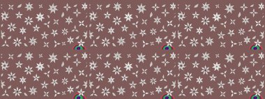 Çiçekli karalama şeklinde Raster çiçek deseni. Yumuşak, bahar çiçekli arka plan. Kahverengi renkte çiçekler.