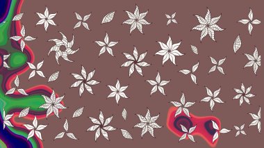 Nazikçe, güzel çiçek arkaplanı. Çiçekli karalama şeklinde Raster çiçek deseni. Kahverengi renkte çiçekler.