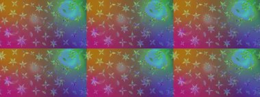 Raster illüstrasyonu. Kahverengi renklerde bahar çiçekleri. Çiçek ve yapraklı karalama şeklinde Raster çiçek deseni.