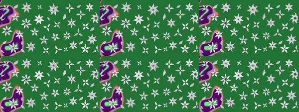 Soyut etnik raster çizim kalıbı. Arkaplan dokusu, duvar kağıdı, yeşil renkli çiçek teması. Kabile sanatı boho baskısı, klasik çiçek arkaplanı.