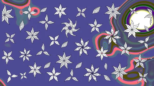 Çiçek desenli eskiz, darbeler, sıçramalar, yaz çiçekleri. Raster illüstrasyonu. Mor renkte çiçekler.