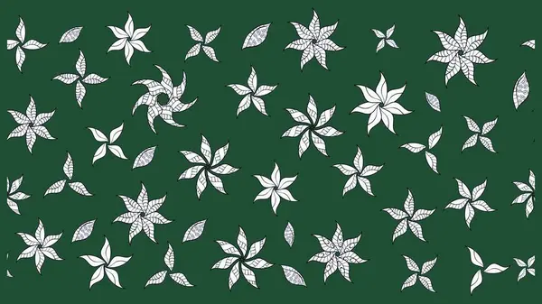 Yeşil renkli çiçekler. Tropik çiçek desenleri. Raster illüstrasyonu.