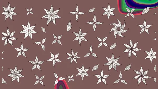 Renkli Bahar Teması eskiz kalıbı. Kahverengi renkli çiçekler. Düz Çiçek Elementleri Tasarımı. Raster illüstrasyonunda çiçek deseni çizimi.