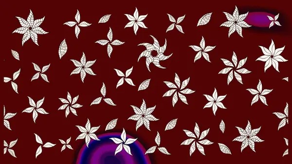 Kibarca, kırmızı renkte bahar çiçekleri. Raster illüstrasyonu. Yaprak ve çiçeklerin suluboya resimleri, kırmızı renklerde çizimler..