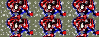 Raster düz çiçek çizim deseni. Hediye ambalaj kağıdı, tebrik kartları, posterler ve pankart tasarımı. Yeşil renkte çiçekler.