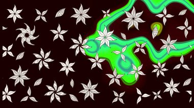 Düz Çiçek Elementleri Tasarımı. Chichi 'nin kumaş kalıbını çiz. Renkli Bahar Teması eskiz kalıbı. Çiçek deseni. Raster illüstrasyonu.