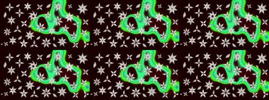 Çiçek desenli çizim. Raster illüstrasyonu. Asya tekstil tarzında. Siyah renkli çiçekler. Raster illüstrasyonu.