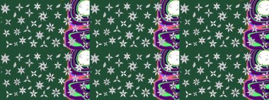 Çiçekli çiçek deseni, suluboya. Renkli Bahar Teması eskiz kalıbı. Raster illüstrasyonu. Yeşil renkli çiçekler. Düz Çiçek Elementleri Tasarımı.