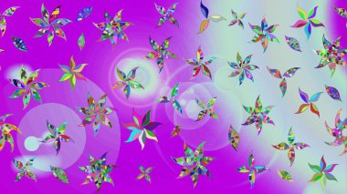 Mor renkli çiçekler. Raster illüstrasyonu. Çizim çiçek deseni duvar kağıdı için kullanılabilir.