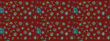 Kırmızı renkte çiçekler. Elle çizilmiş sonbahar çiçeği deseni. Tekstil ve kapak tasarımı için mükemmel. Renkli kırmızı çizim kalıbı. Doodle tarzı.