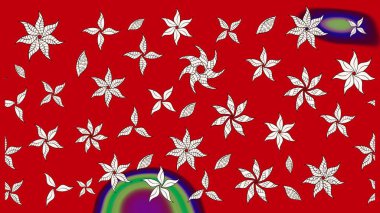 Düz Çiçek Elementleri Tasarımı. Kırmızı renkte çiçekler. Sevimli çiçek raster deseni. Renk Bahar Teması eskiz şablonu.