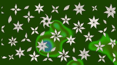 Çiçek kompozisyonu, el boyası, hassas şablon. Üst manzara, yumuşak yeşil renk tarzı. Manzaralı çiçek deseni. Sevgililer günü ve tebrik kartı konsepti için şık bir davet.