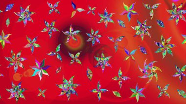 El çizimi. Çiçekli, yapraklı, çiçek desenli eskiz. Raster illüstrasyonu.