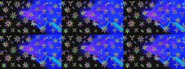 Çiçek desenli eskiz. Renkli Bahar Teması eskiz kalıbı. Mavi renkli çiçekler. Düz Çiçek Elementleri Tasarım Raster illüstrasyonu.