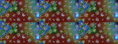 Düz Çiçek Elementleri Tasarımı. Süslü kumaş deseni. Raster illüstrasyonundaki çiçek desenli çizim. Renkli Bahar Teması çizim şablonu.