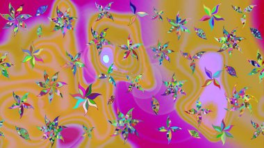 Raster. Sarı renkli güzel çiçekli çizim deseni, suluboya çiçek deseni, duvar kağıdı, kart veya kumaş için fayanslı..