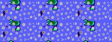 Küçük çiçekli şirin bir desen. Çiçek ve yapraklı çiçek deseni. Raster illüstrasyonu.