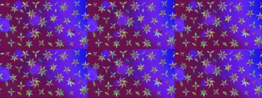 Raster illüstrasyonundaki çiçek desenli çizim. Mor renkte çiçekler.