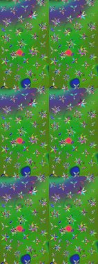 Yeşil renkli yeşil papatya deseni. Yeşil renklerde. Raster illüstrasyonu.