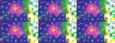 Çocuksu tasarım. Elle çizilmiş çiçek desenli Raster çizimi. Mavi arka planda. Tekstil, kumaş, ambalaj, hatıra defteri için güzel çiçek arkaplanı..