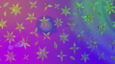 Raster illüstrasyonu. Mor kıvırcık çiçekler mor renkte şekillenir. Klasik çiçek tasarım elementleri.