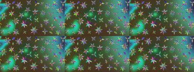 Raster illüstrasyonundaki çiçek desenli çizim. Düz Çiçek Elementleri Tasarımı. Renkli Yaz Temalı eskiz kalıbı. Yeşil renkte çiçekler.