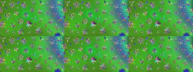 Renkli Bahar Teması eskiz kalıbı. Yeşil renkli çiçekler. Düz Çiçek Elementleri Tasarımı. Raster illüstrasyonunda çiçek deseni çizimi.