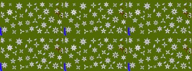 Çiçekli karalama şeklinde Raster çiçek deseni. Yeşil renkli çiçekler. Yumuşak, yaz çiçekli arka plan.