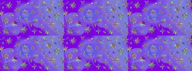 Sevimli çiçek raster deseni. Mor renkli çiçekler. Renkli Bahar Teması eskiz kalıbı. Düz Çiçek Elementleri Tasarımı.