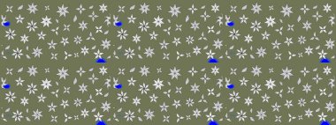 El çizimi. Raster illüstrasyonu. Çiçekli, yapraklı, çiçek desenli çizim..