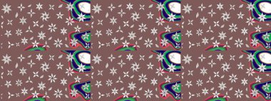 Raster illüstrasyonu. Kahverengi renklere karalamalar çizilmiş çiçek deseni.